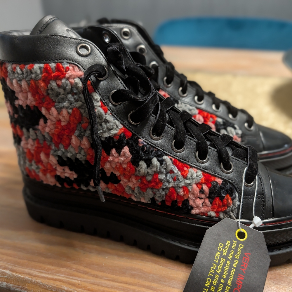 Stylish Black and Red Combat Boots